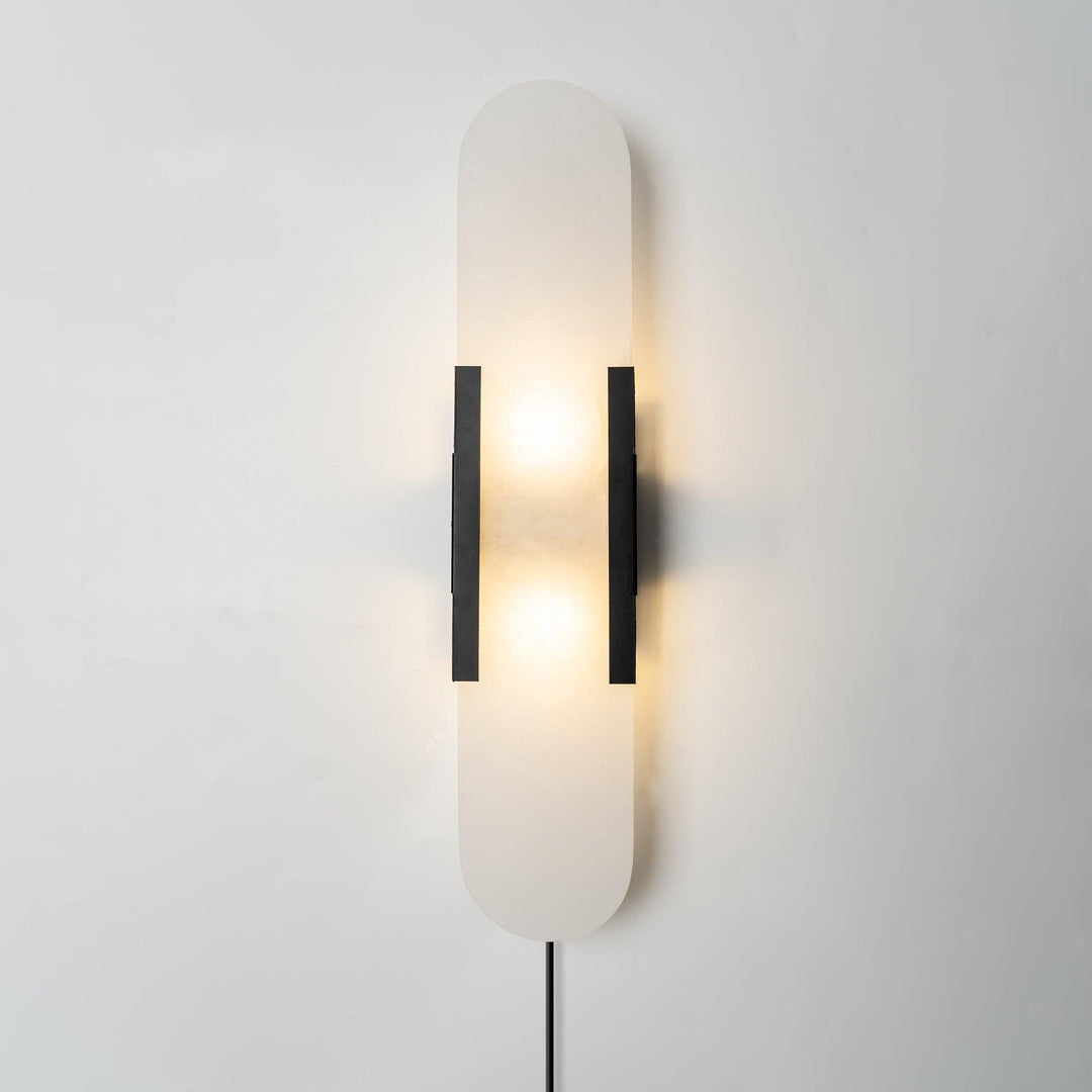 Oblong Alabaster Plug-in Wall Sconce