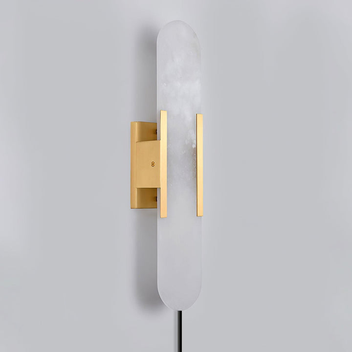 Oblong Alabaster Plug-in Wall Sconce