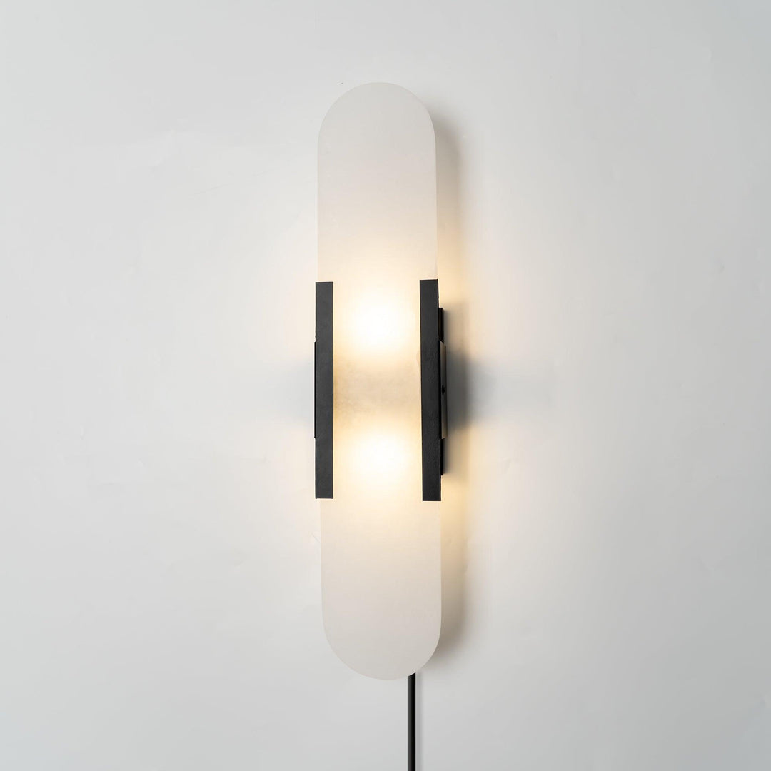 Oblong Alabaster Plug-in Wall Sconce