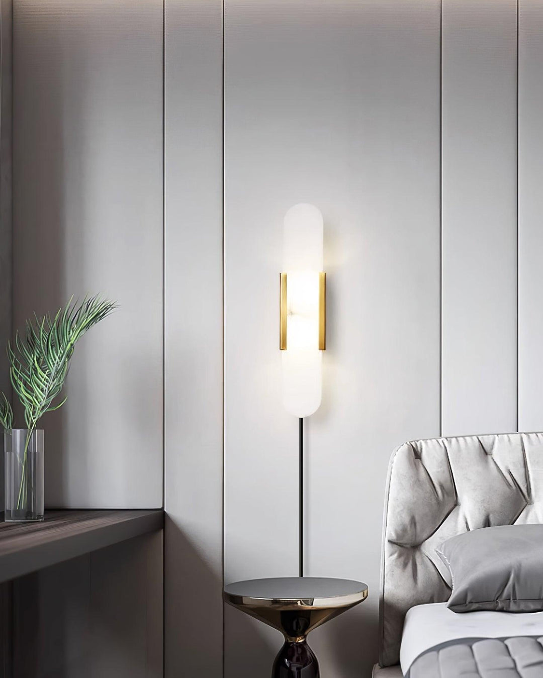 Oblong Alabaster Plug-in Wall Sconce