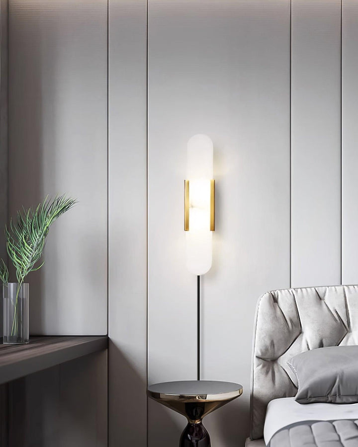 Oblong Alabaster Plug-in Wall Sconce