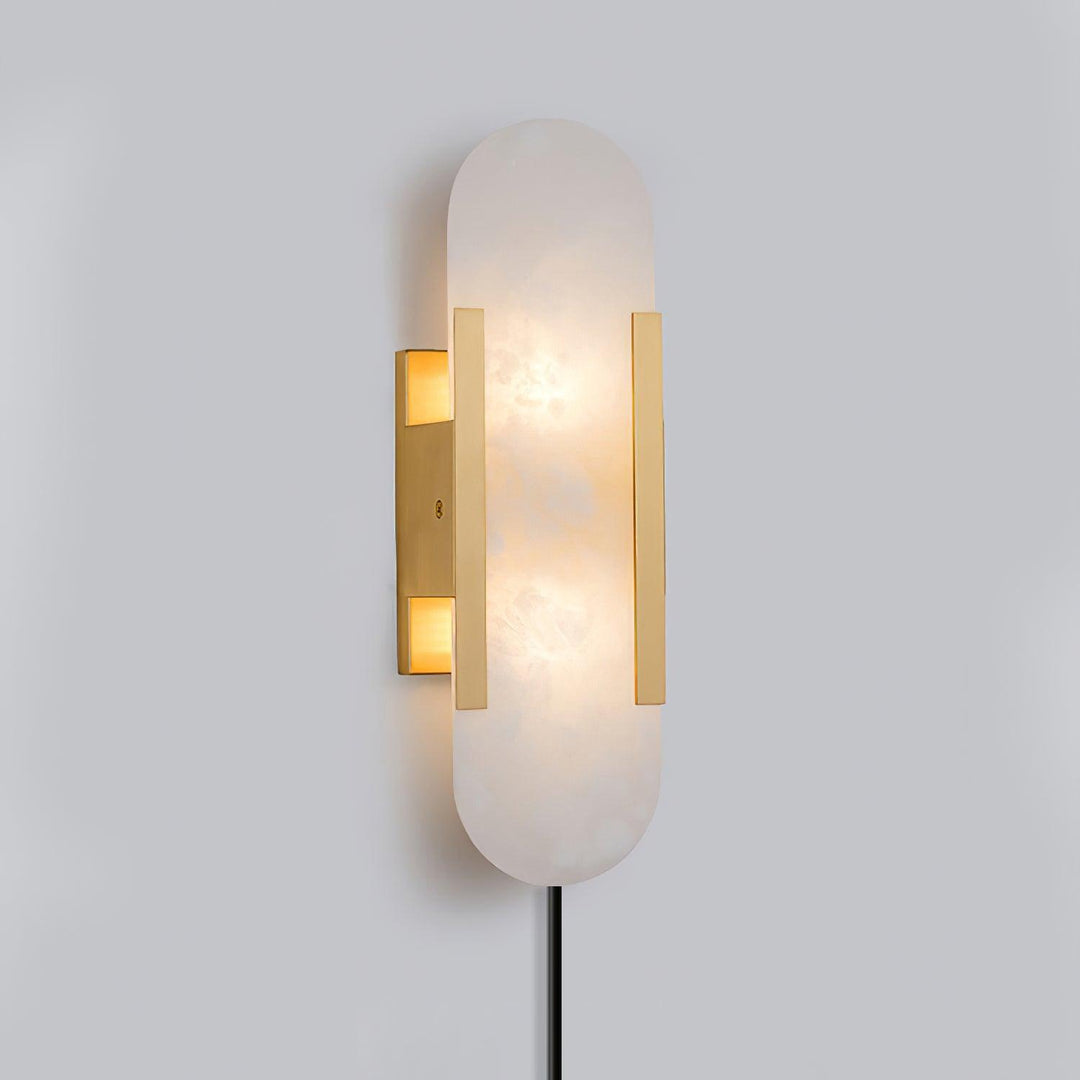 Oblong Alabaster Plug-in Wall Sconce