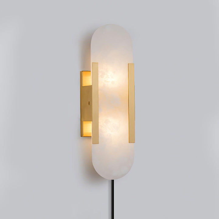 Oblong Alabaster Plug-in Wall Sconce
