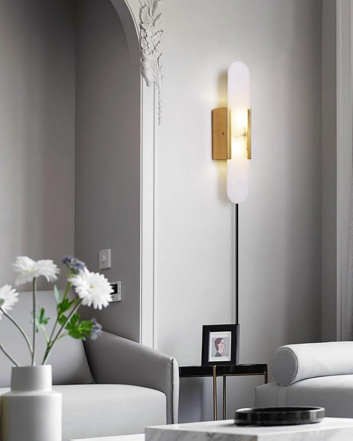 Oblong Alabaster Plug-in Wall Sconce