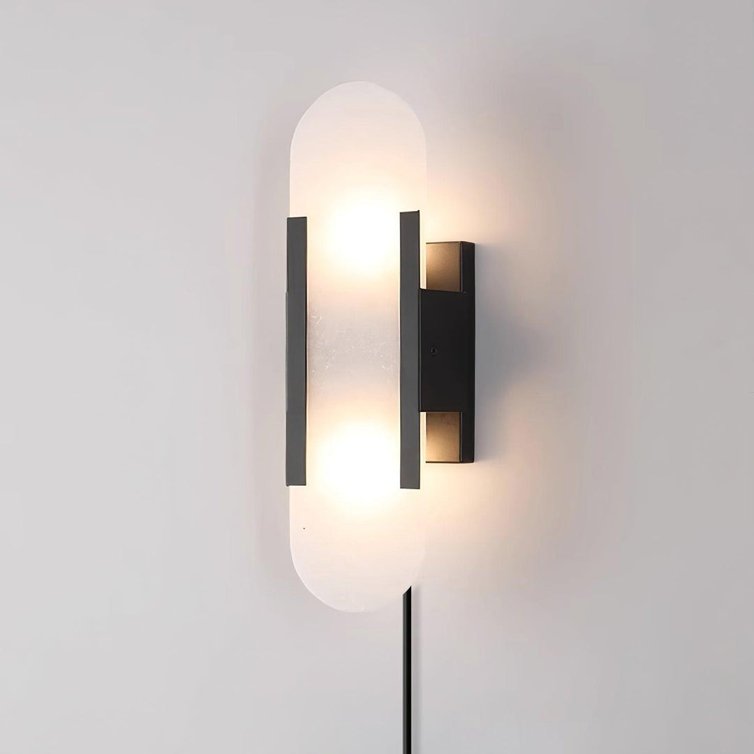 Oblong Alabaster Plug-in Wall Sconce