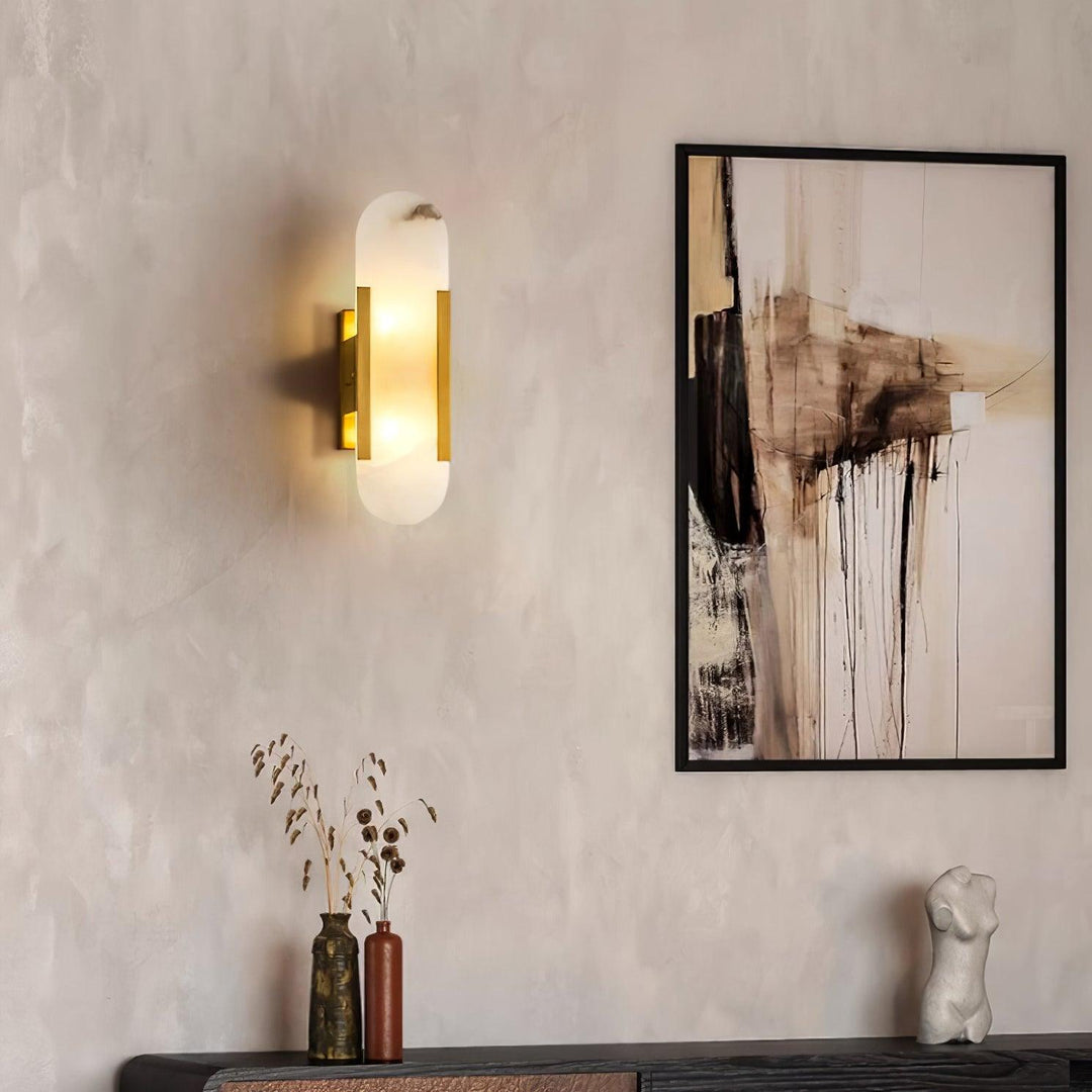 Oblong Alabaster Plug-in Wall Sconce