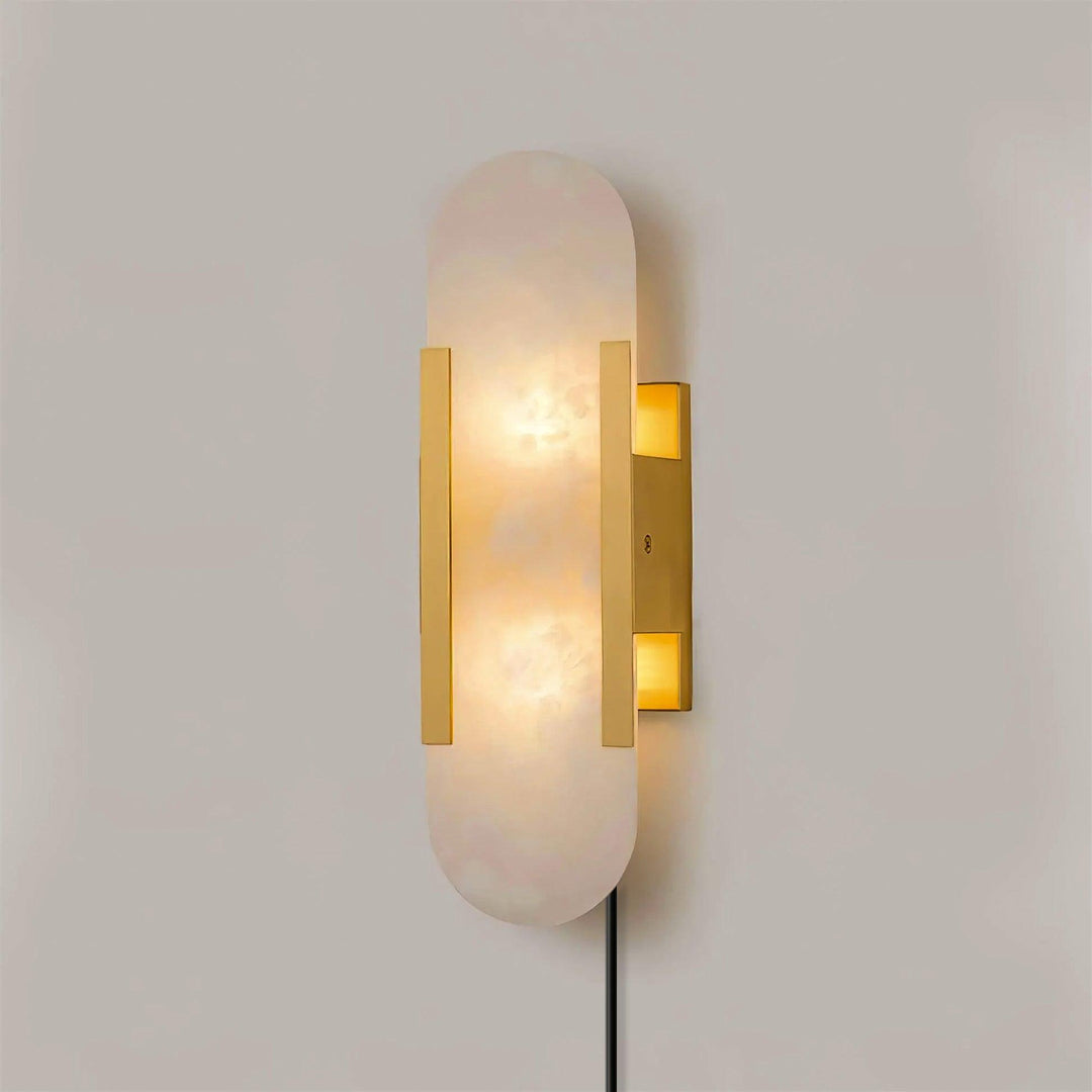 Oblong Alabaster Plug-in Wall Sconce