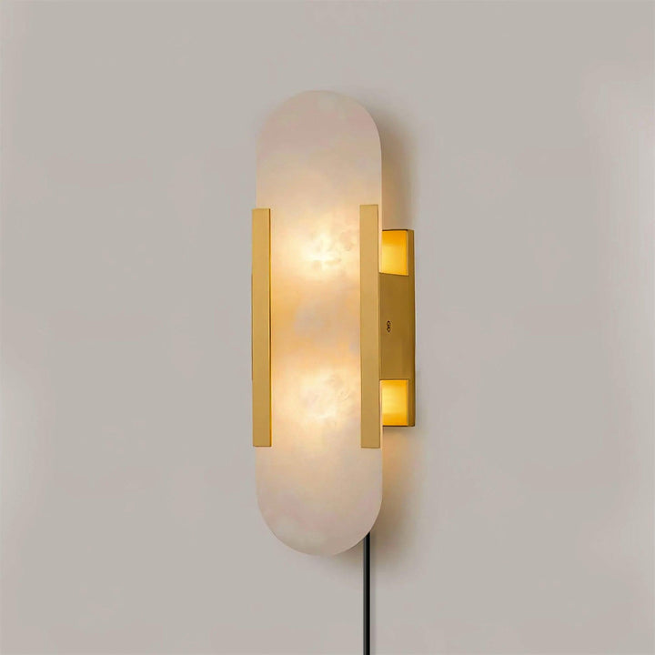 Oblong Alabaster Plug-in Wall Sconce