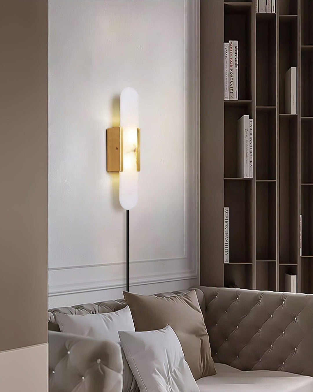 Oblong Alabaster Plug-in Wall Sconce