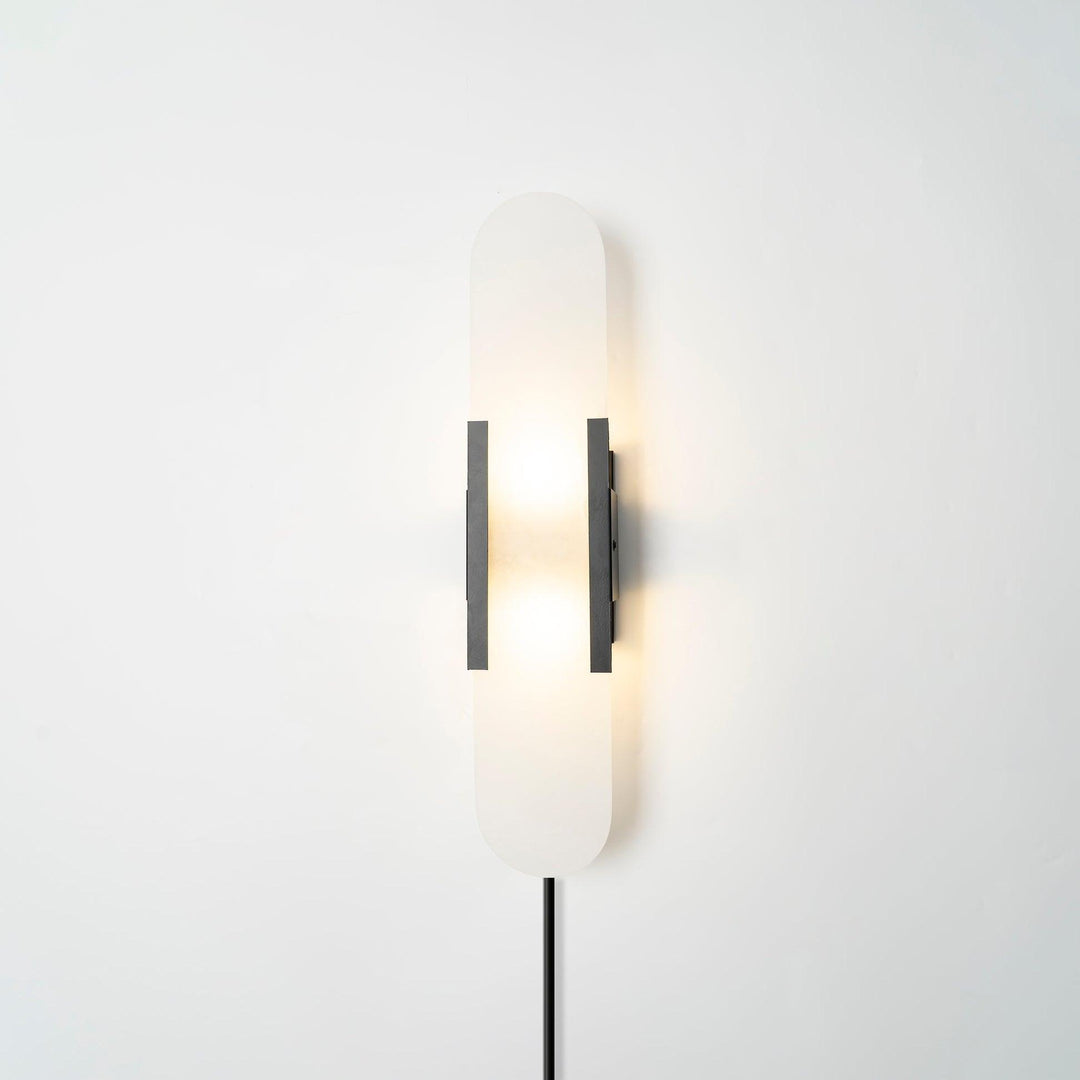 Oblong Alabaster Plug-in Wall Sconce