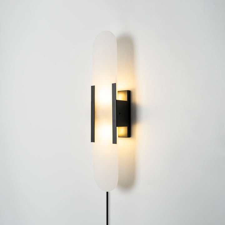 Oblong Alabaster Plug-in Wall Sconce