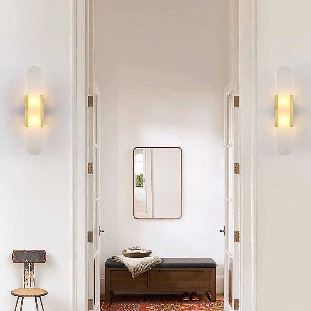 Oblong Alabaster Plug-in Wall Sconce