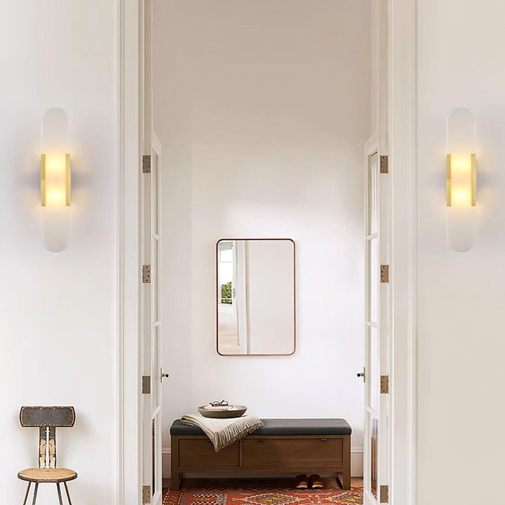 Oblong Alabaster Plug-in Wall Sconce