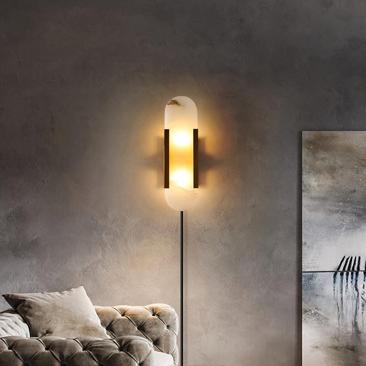 Oblong Alabaster Plug-in Wall Sconce