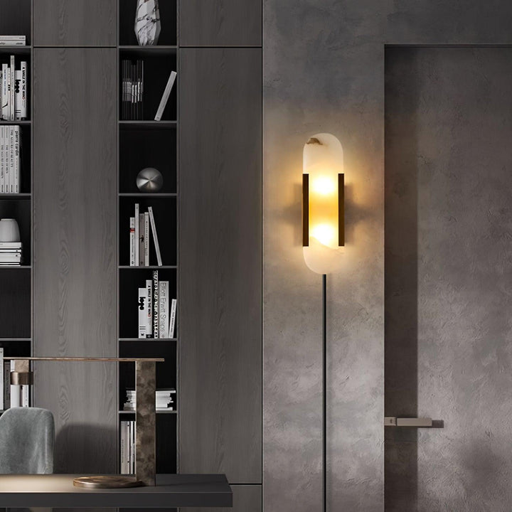 Oblong Alabaster Plug-in Wall Sconce