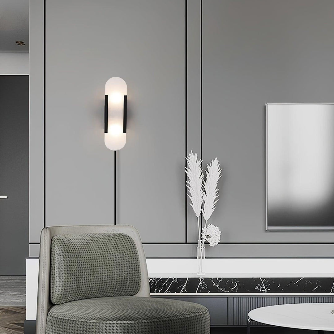 Oblong Alabaster Plug-in Wall Sconce