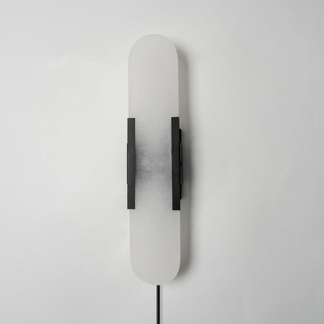 Oblong Alabaster Plug-in Wall Sconce