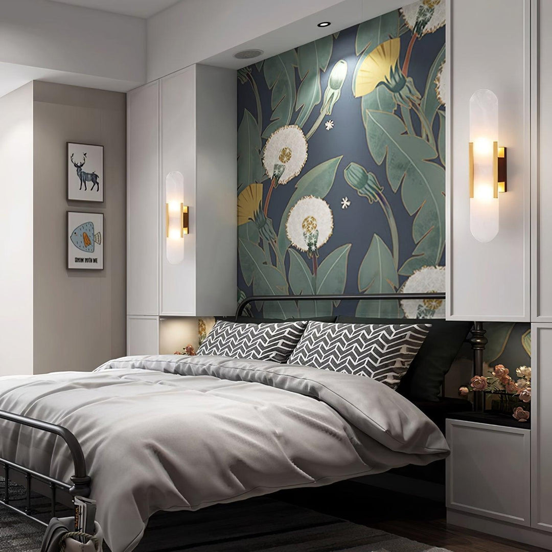 Oblong Alabaster Plug-in Wall Sconce
