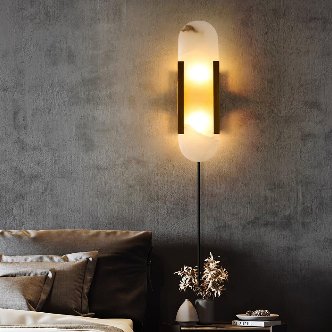 Oblong Alabaster Plug-in Wall Sconce