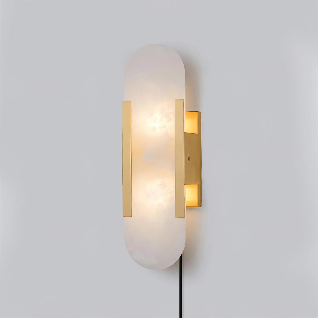 Oblong Alabaster Plug-in Wall Sconce
