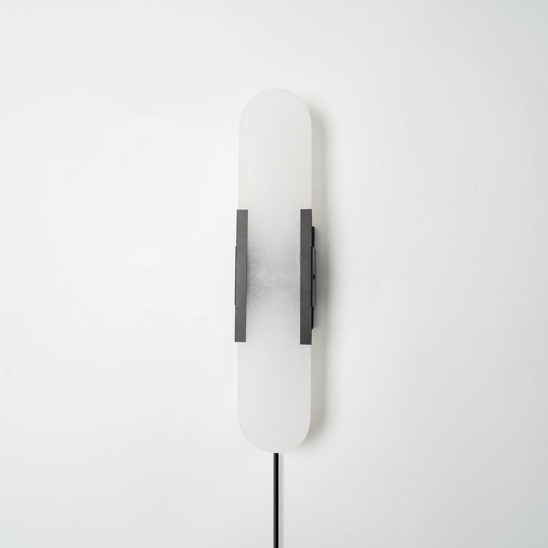 Oblong Alabaster Plug-in Wall Sconce