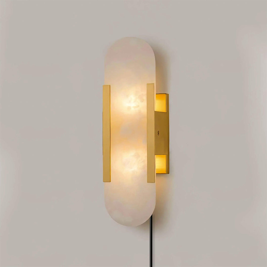 Oblong Alabaster Plug-in Wall Sconce