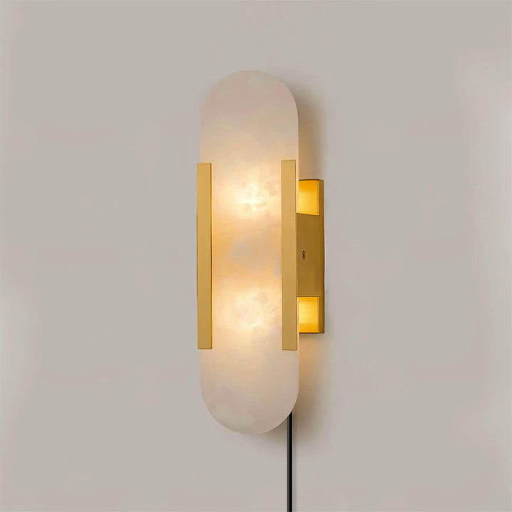 Oblong Alabaster Plug-in Wall Sconce