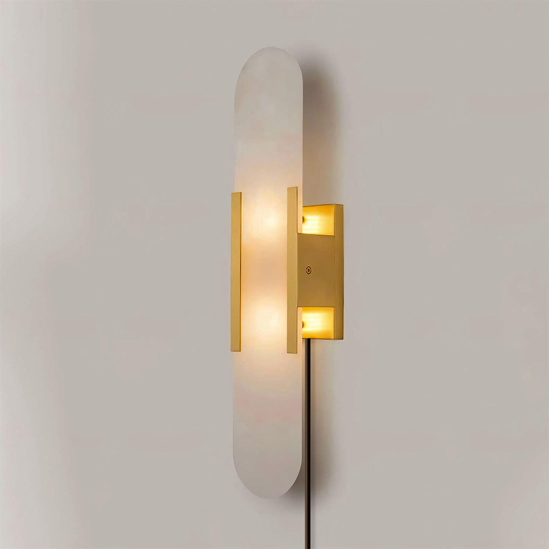 Oblong Alabaster Plug-in Wall Sconce
