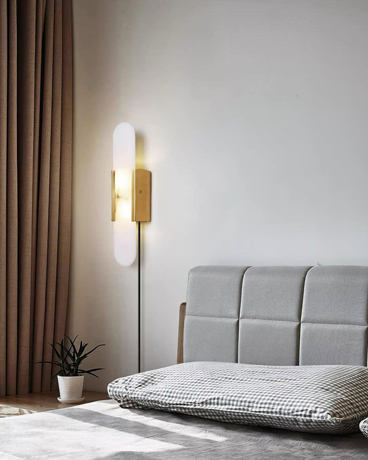 Oblong Alabaster Plug-in Wall Sconce