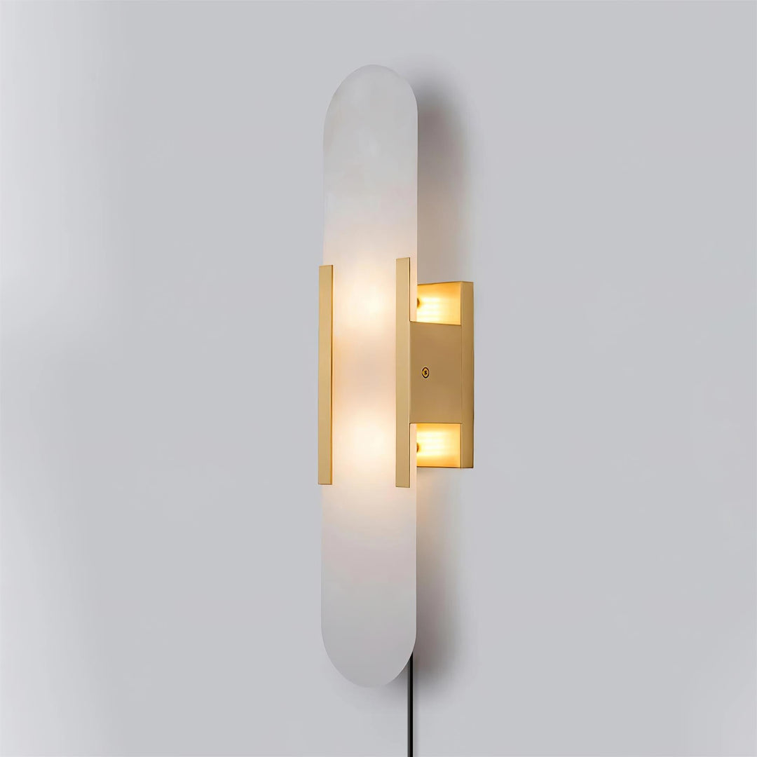 Oblong Alabaster Plug-in Wall Sconce