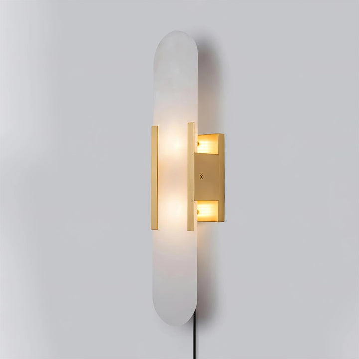 Oblong Alabaster Plug-in Wall Sconce