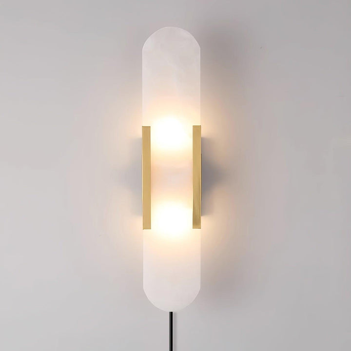 Oblong Alabaster Plug-in Wall Sconce