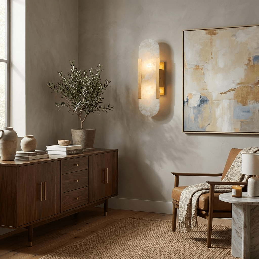Oblong Alabaster Wall Sconce