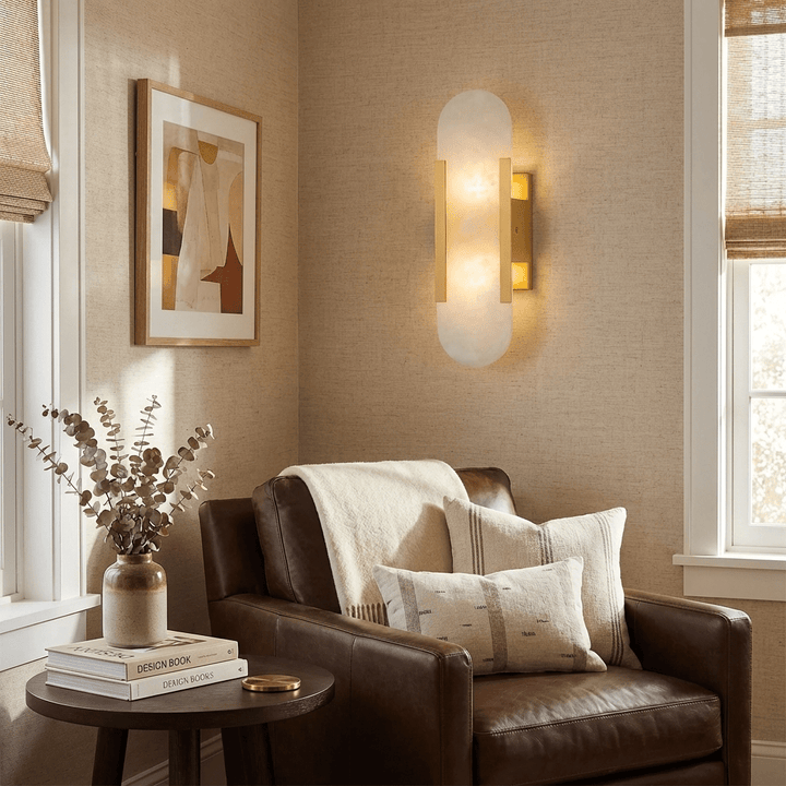 Oblong Alabaster Wall Sconce