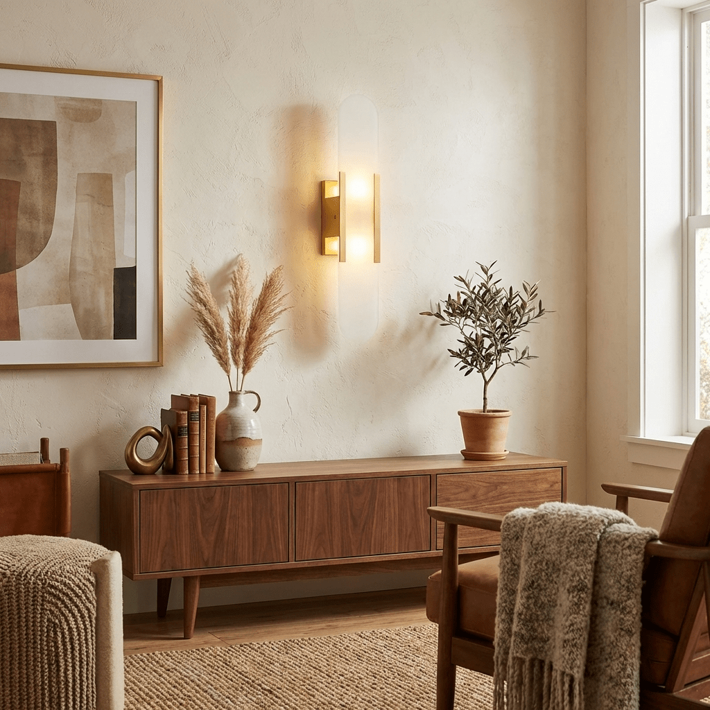 Oblong Alabaster Wall Sconce