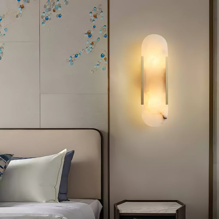Oblong Alabaster Plug-in Wall Sconce