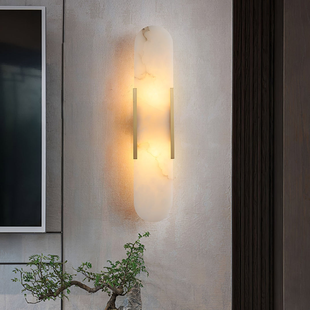 Oblong Alabaster Plug-in Wall Sconce