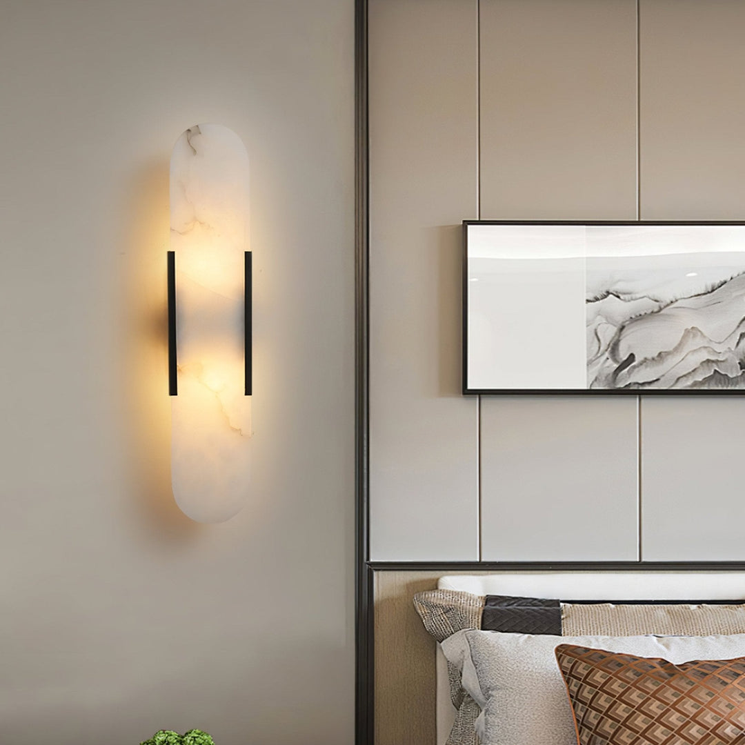 Oblong Alabaster Plug-in Wall Sconce
