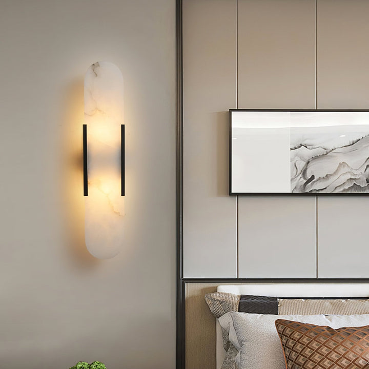 Oblong Alabaster Plug-in Wall Sconce