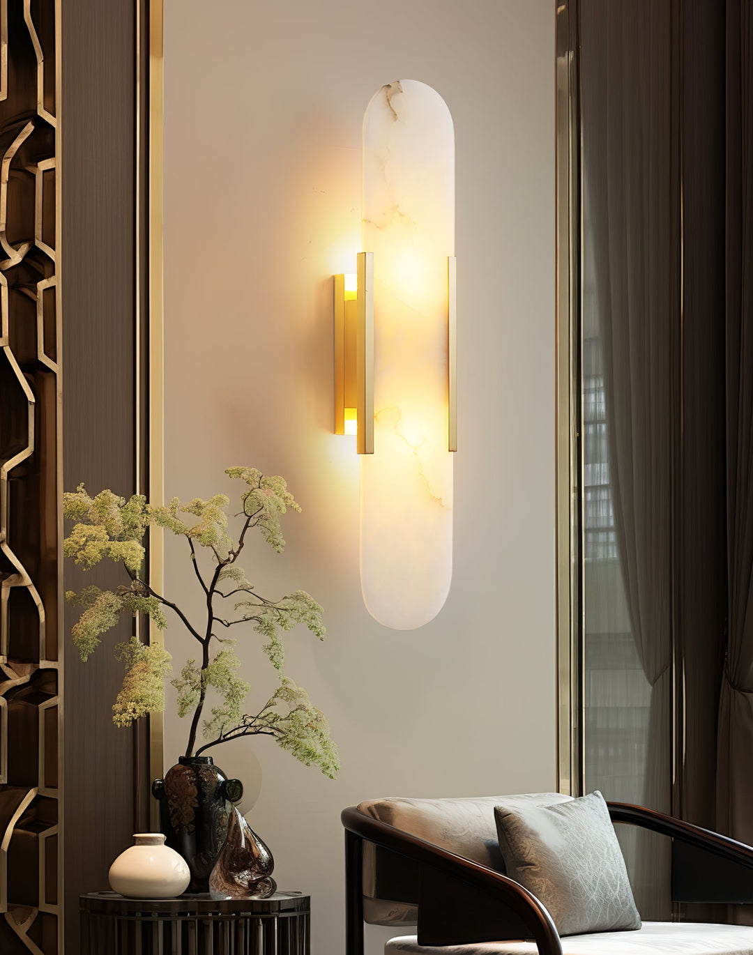 Oblong Alabaster Wall Sconce