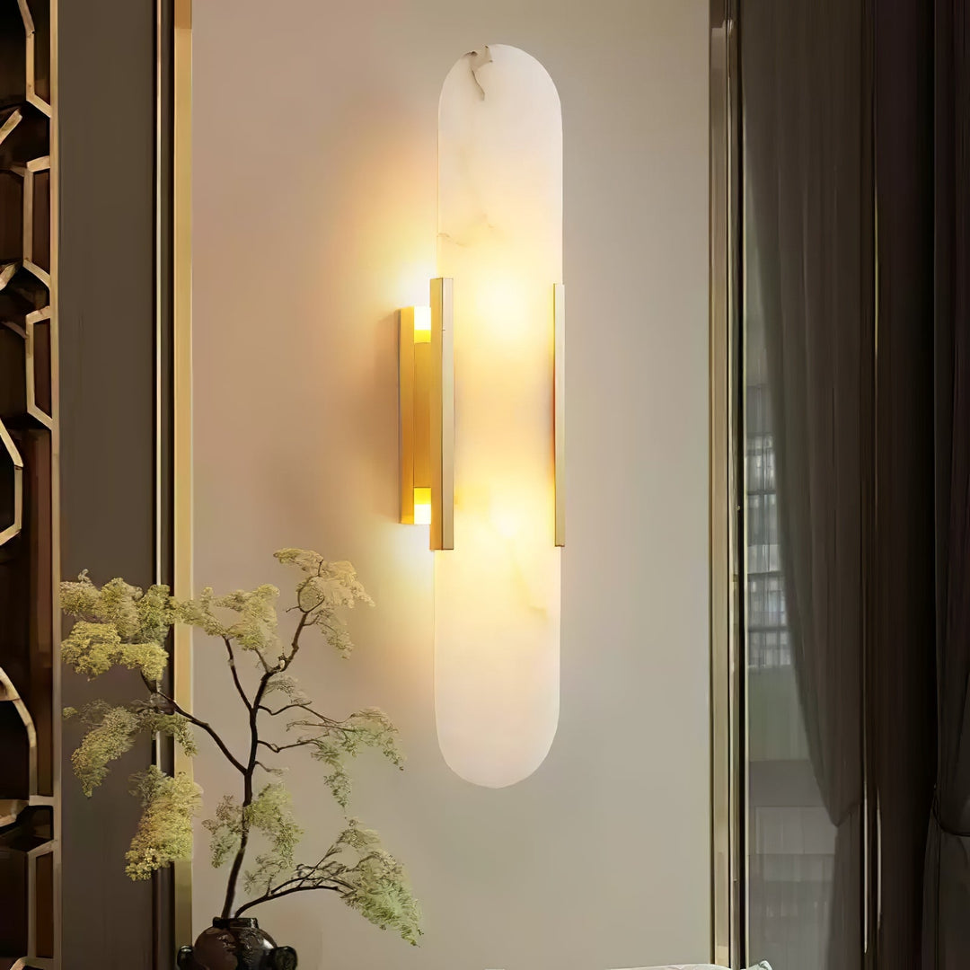 Oblong Alabaster Plug-in Wall Sconce