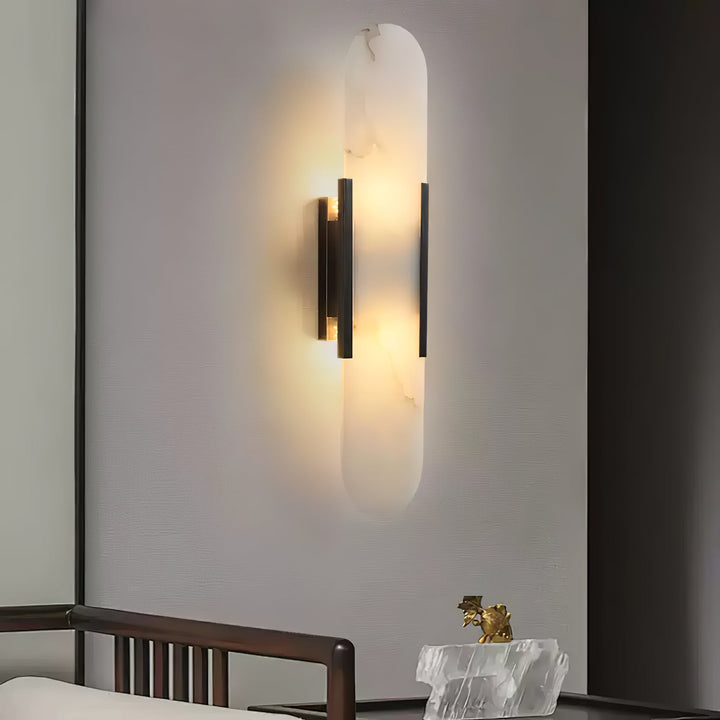 Oblong Alabaster Plug-in Wall Sconce