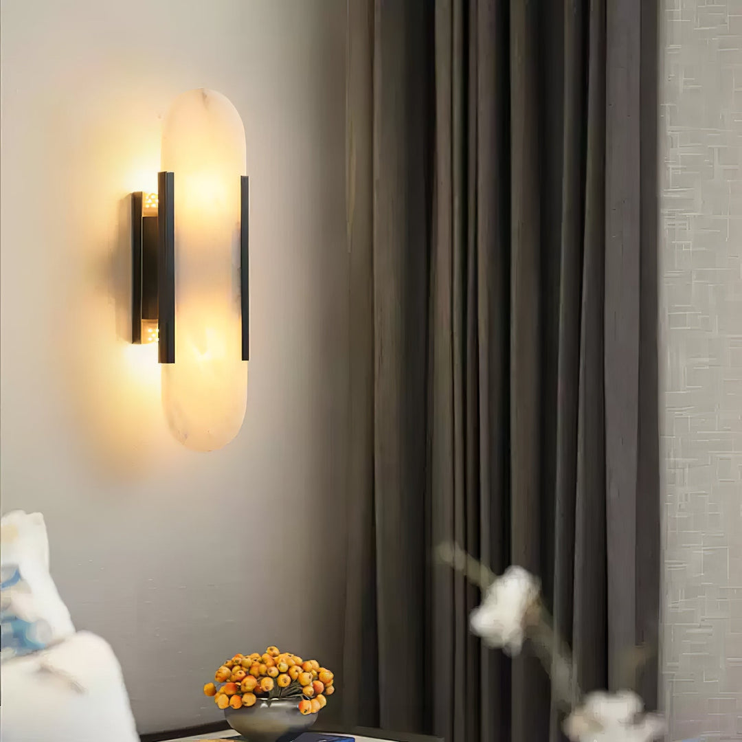 Oblong Alabaster Plug-in Wall Sconce