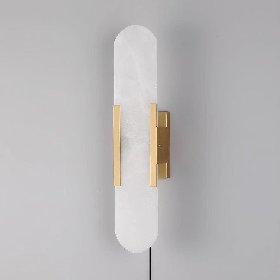 Oblong Alabaster Plug-in Wall Sconce