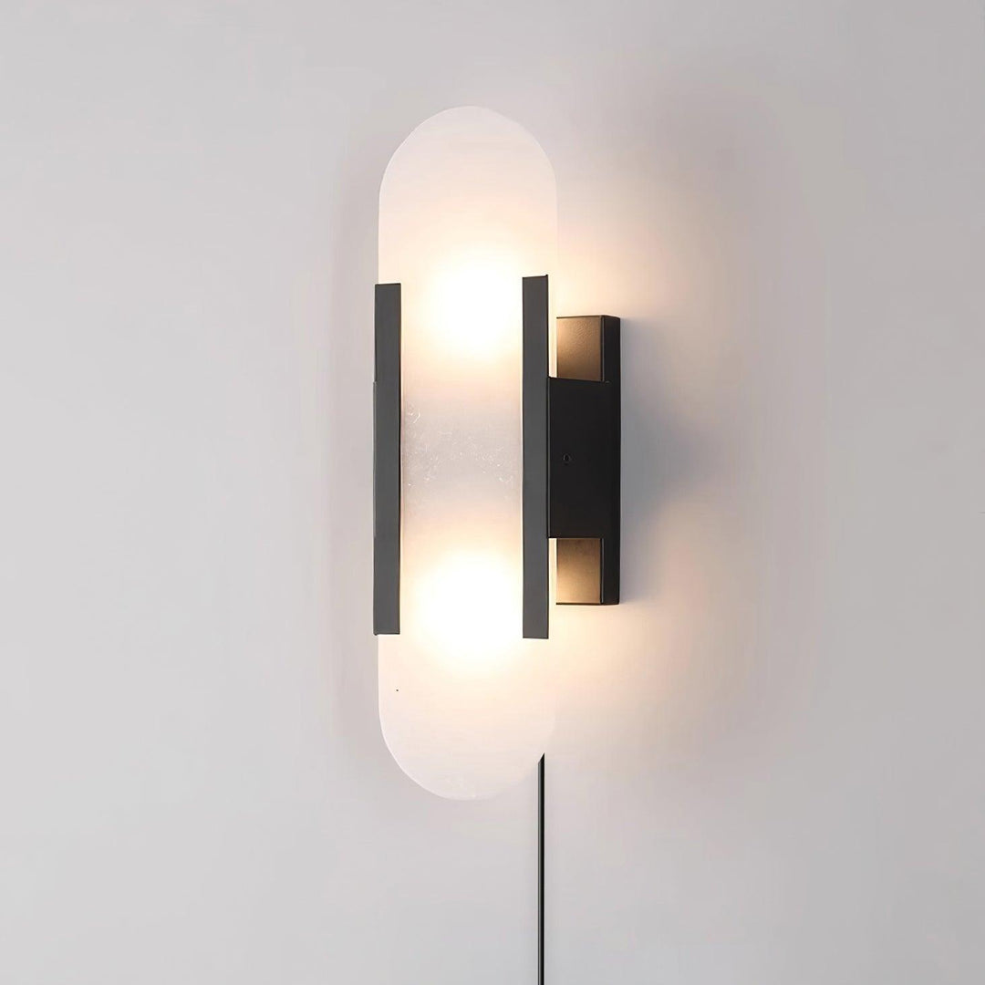 Oblong Alabaster Plug-in Wall Sconce