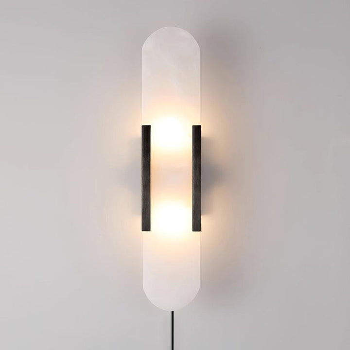 Oblong Alabaster Plug-in Wall Sconce