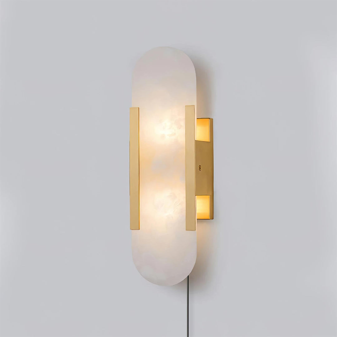 Oblong Alabaster Plug-in Wall Sconce