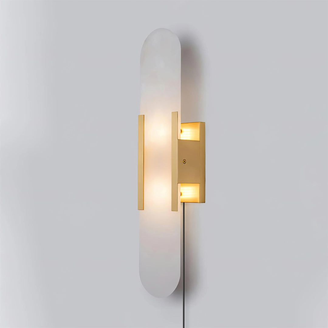 Oblong Alabaster Plug-in Wall Sconce
