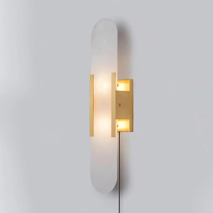 Oblong Alabaster Plug-in Wall Sconce