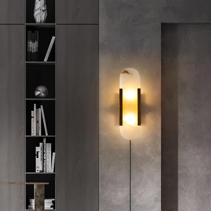 Oblong Alabaster Plug-in Wall Sconce